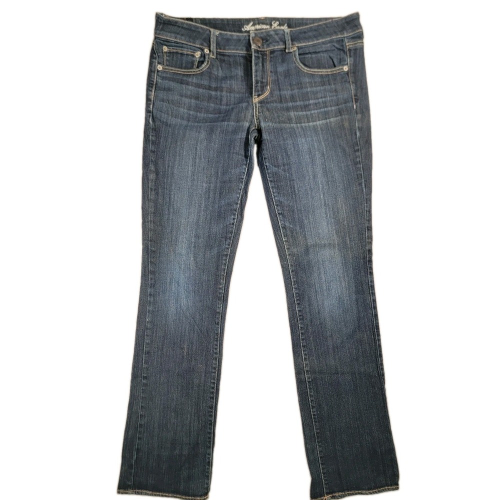 American Eagle Jeans Womens 12 Long Straight Leg Stretch Dark Wash Denim 12L 34